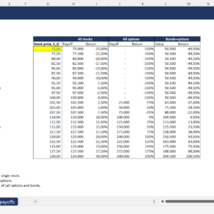 Payoffs - Option, Stocks, Bonds