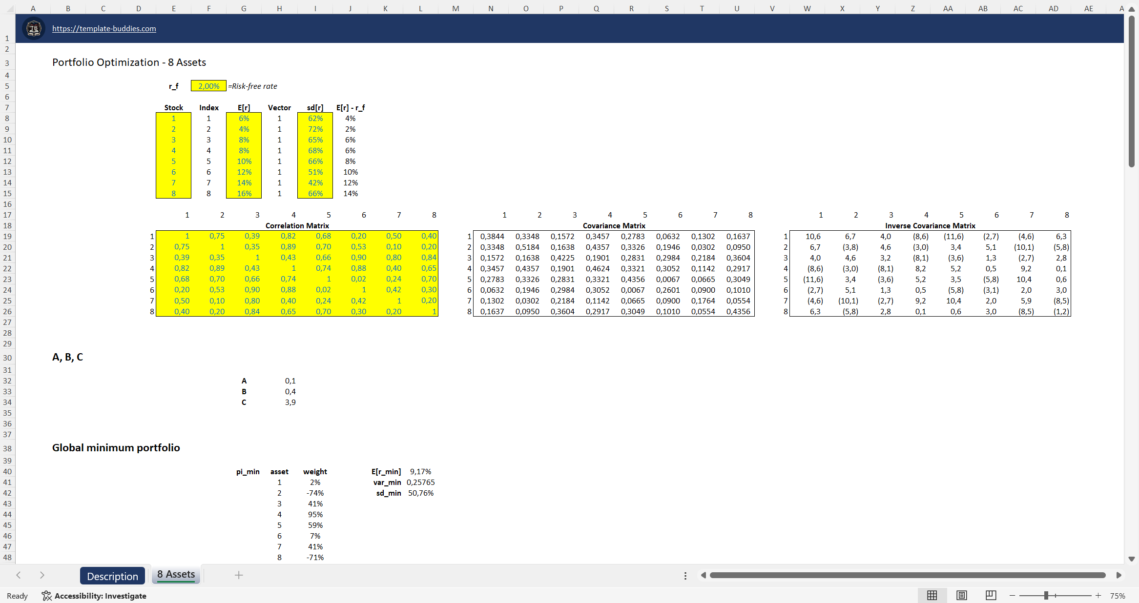 Portfolio Optimization - 8 Assets