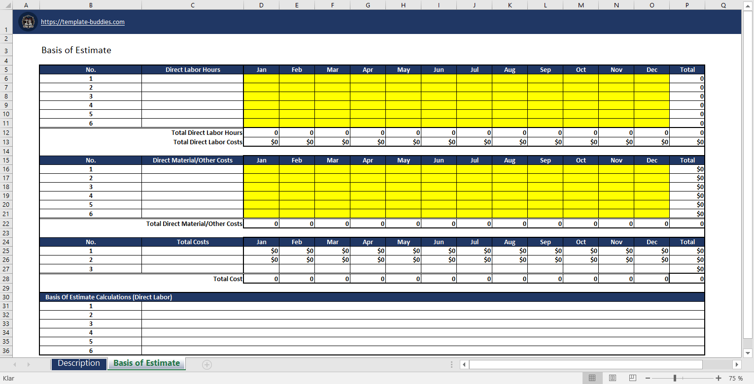 Basis of Estimate Template Template Buddies Basis of Estimate Template Template Buddies