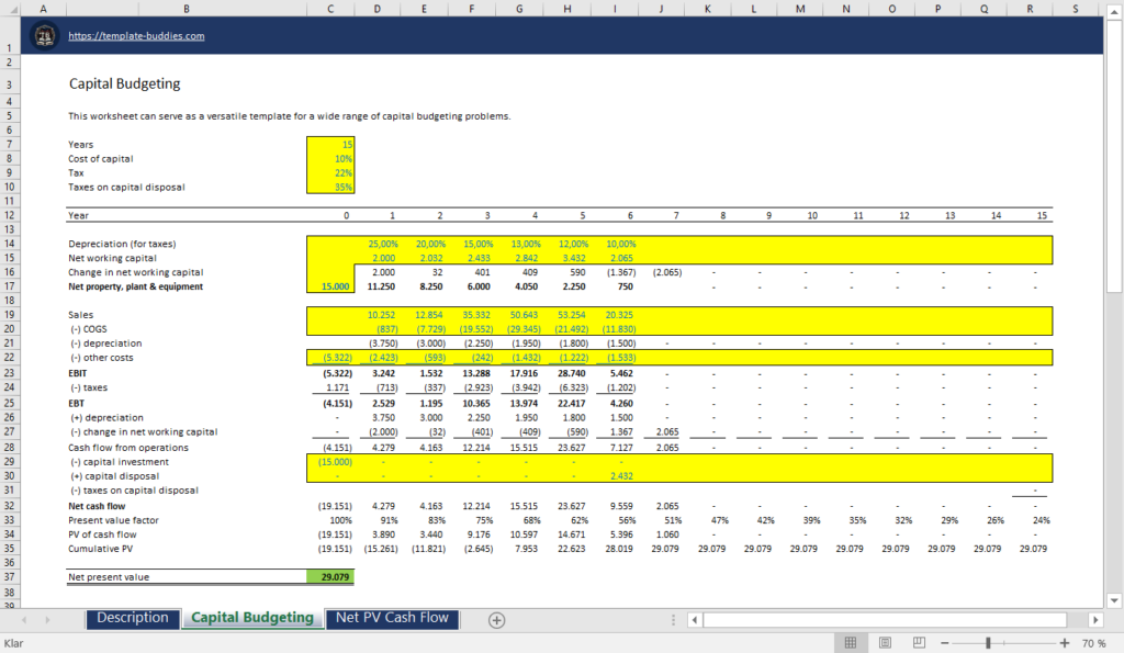 Capital Budgeting Template Buddies
