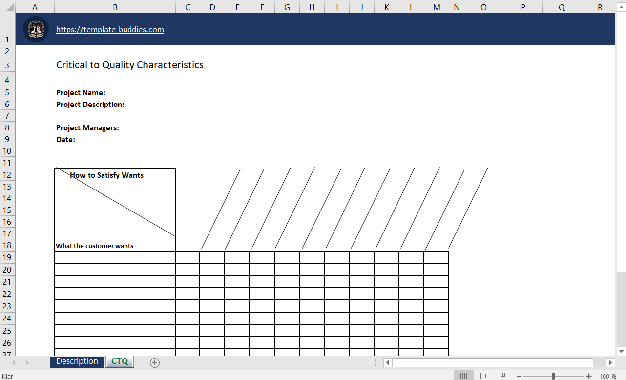 Critical to Quality Characteristics (CTQ) Template Buddies Critical to Quality Characteristics (CTQ) Template Buddies