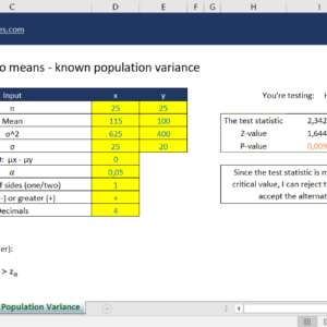Hypothesis Testing - Between Two Means (Known Population Variance)
